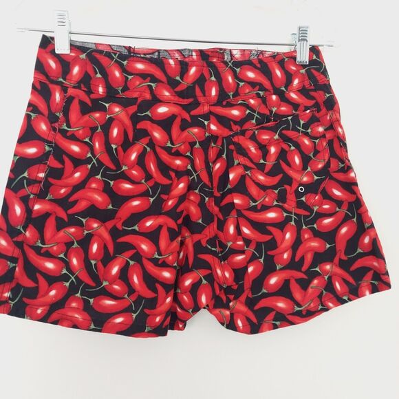 Womens Shorts Swim Board Short size 7 Chili Pepper Print Cotton Pocket - Picture 4 of 12